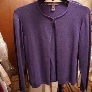 Beautiful Saks purple knit camisole and cardigan